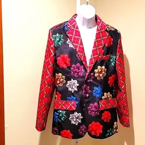 Holiday Time Mens Jacket Christmas Present Bows Design